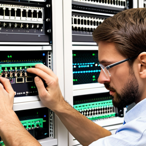 **

A network engineer troubleshooting a router configuration with complex network protocols like TCP/IP, OSPF, and BGP. Focus on the frustration and eventual understanding of these core concepts, leading to successful problem-solving. Subnet mask error is a key visual element.

**