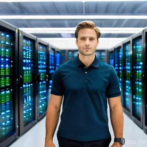 Home 29 네트워크 자격증 취득 후 데이터센터 경력 전환 - **Prompt:** A wide, expansive view of a pristine, modern data center. Rows upon rows of towering ser...