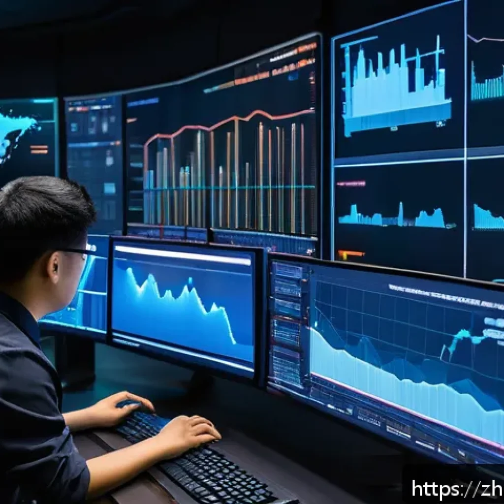 네트워크 실무와 오픈소스 도구 활용 사례 - A modern IT operations control room with multiple large screens displaying real-time Prometheus aler...